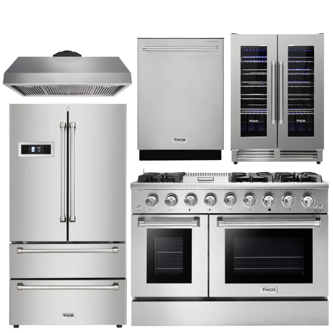 48 Gas Range, Range Hood, Refrigerator, Dishwasher, Wine Cooler O431