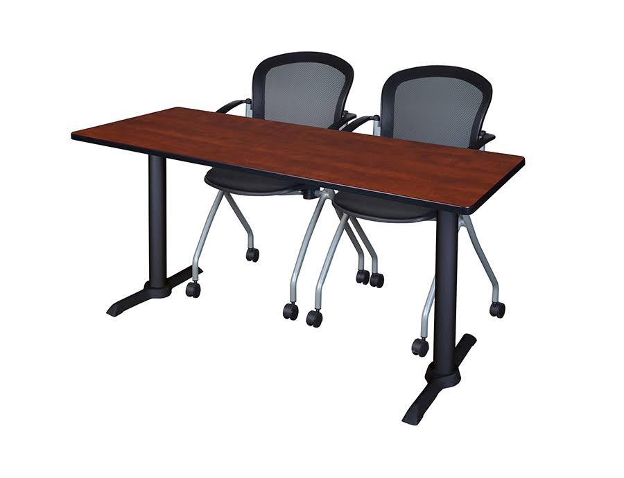48 x 24 in. Grey Training Table & 2 Black Nesting Chairs J904