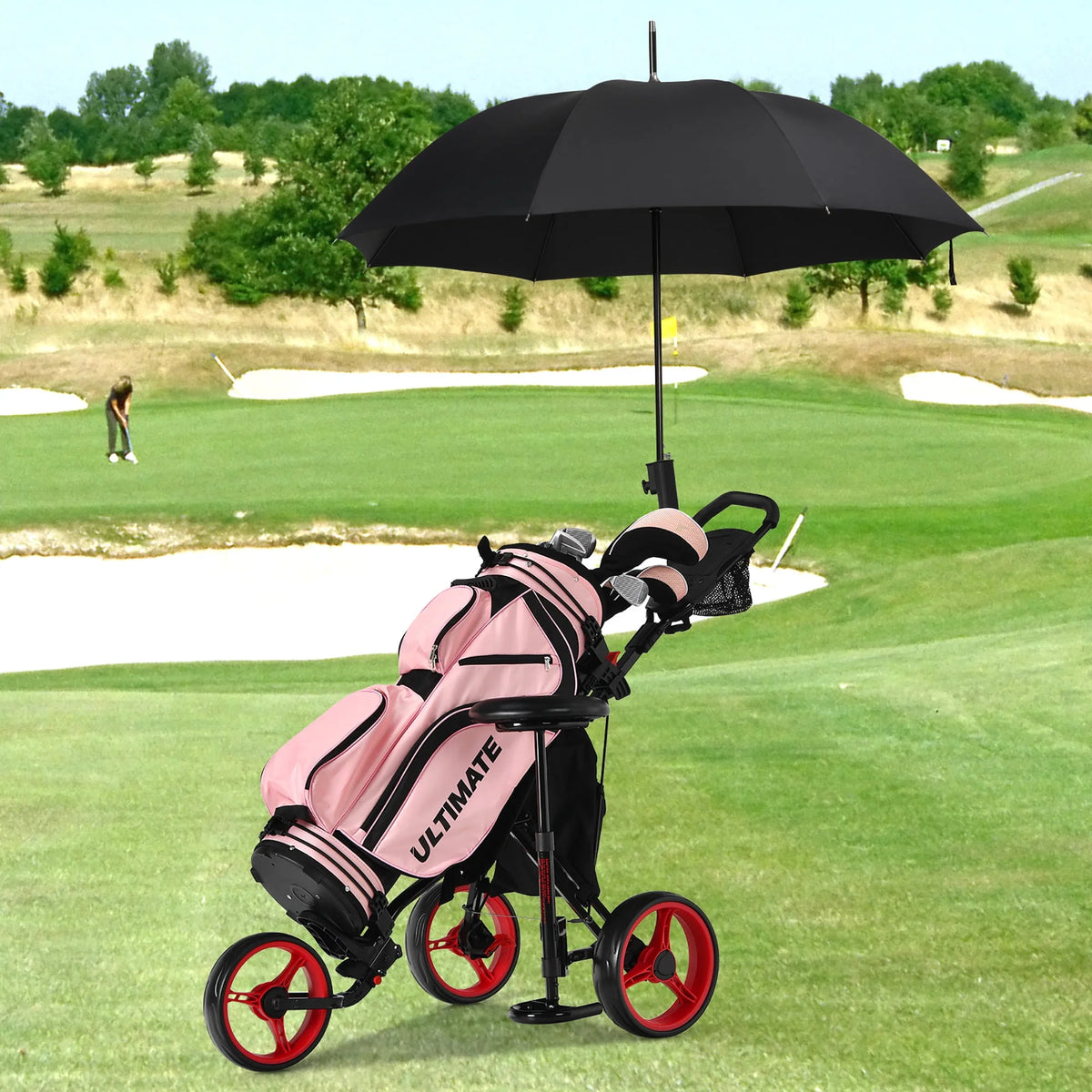 Folding 3 Wheels Golf Push Cart with Seat P897