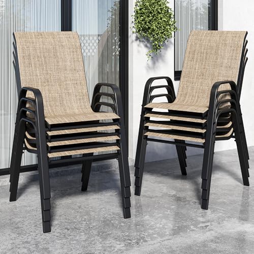 Set of 6 Stackable Textilene Metal Outdoor Chairs C62799