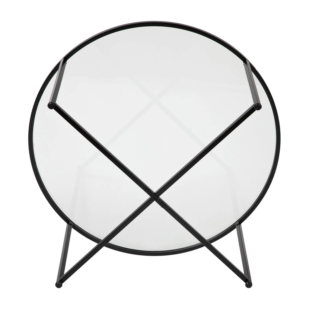 White Marble Finish Coffee Table with Matte Black Frame T55381