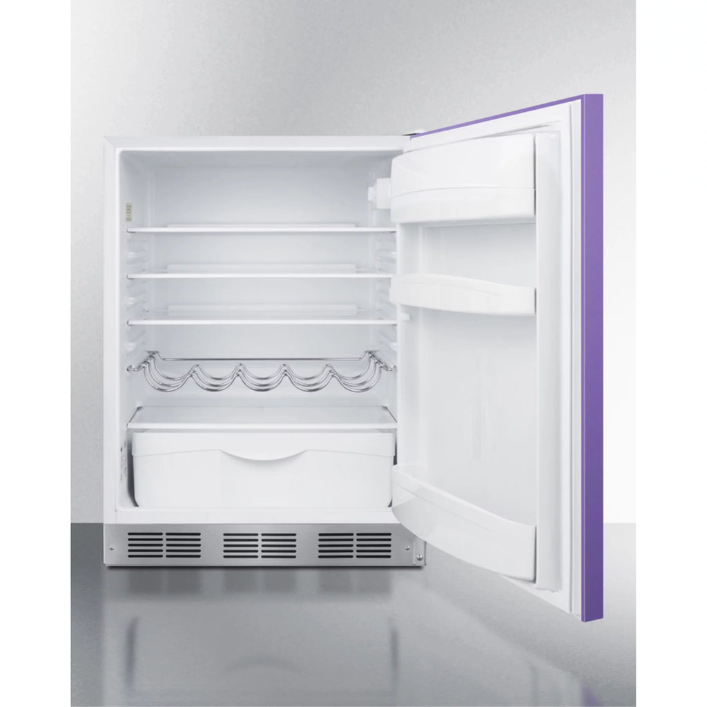 24" All-Refrigerator with Lavender Purple Door and Stainless Steel Handle M608