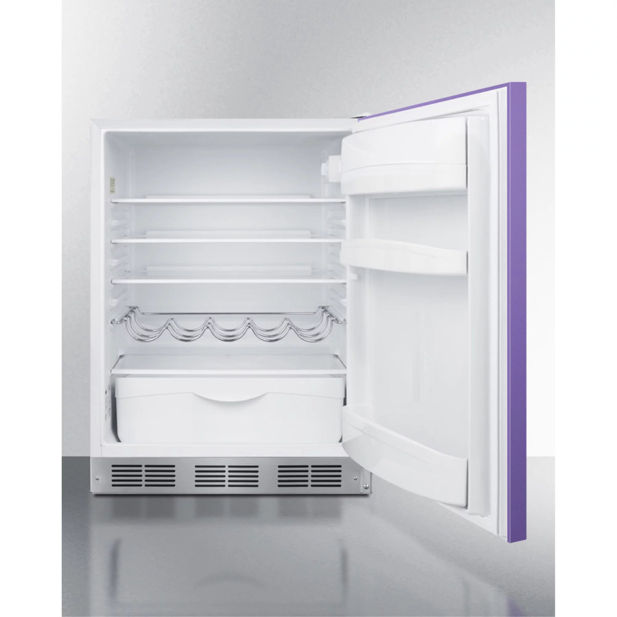 24" All-Refrigerator with Lavender Purple Door and Stainless Steel Handle M608