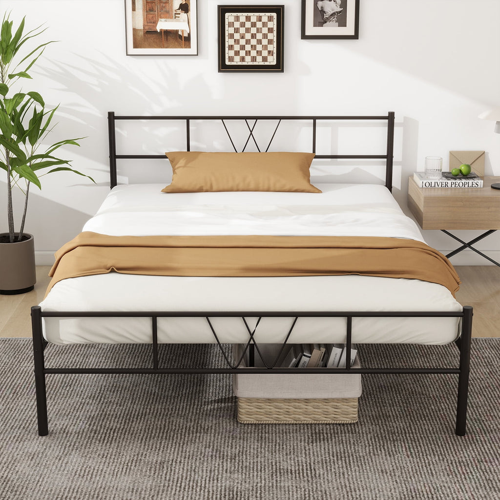 Twin Size Metal Platform Bed Frame with Headboard and Footboard A432344