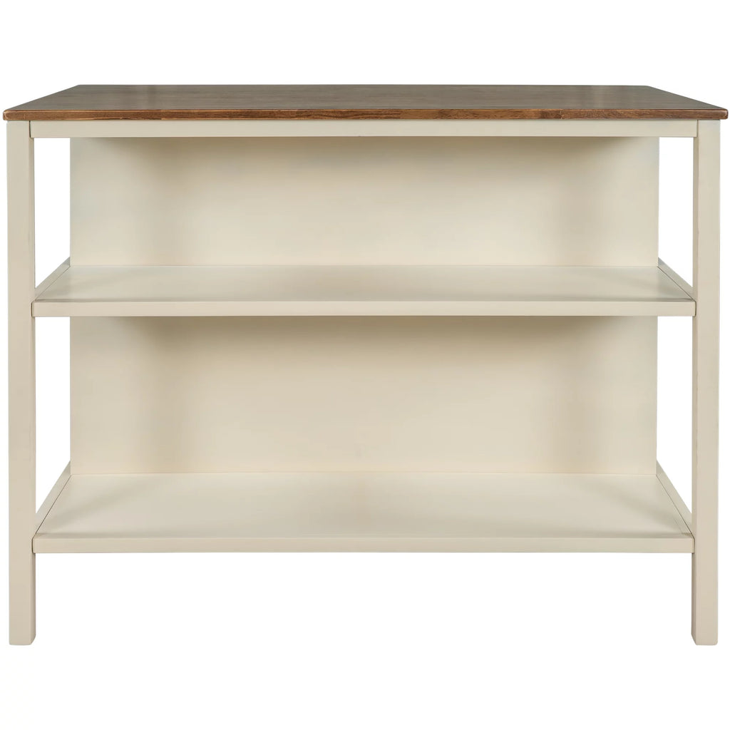 Solid Wood Kitchen Island with 2 Open Shelves K284