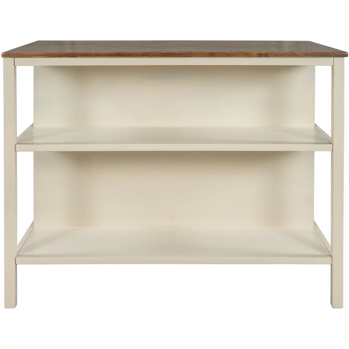 Solid Wood Kitchen Island with 2 Open Shelves K284
