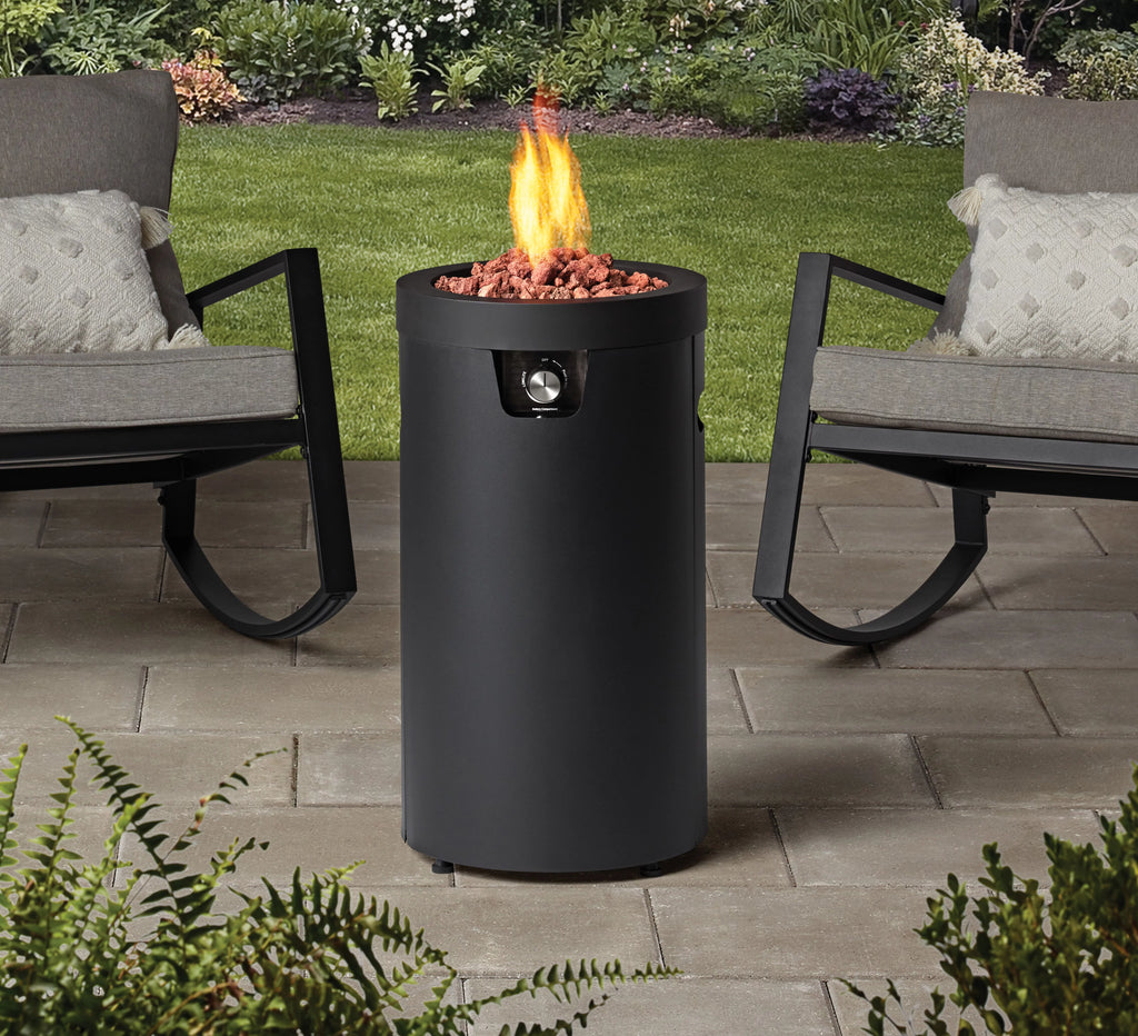 28-inch Tall Propane Gas Outdoor Fire Pit, Matte Black L5801