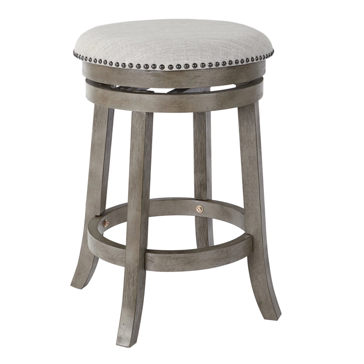 Antique Grey Backless Swivel Stool 2-Pack M14890