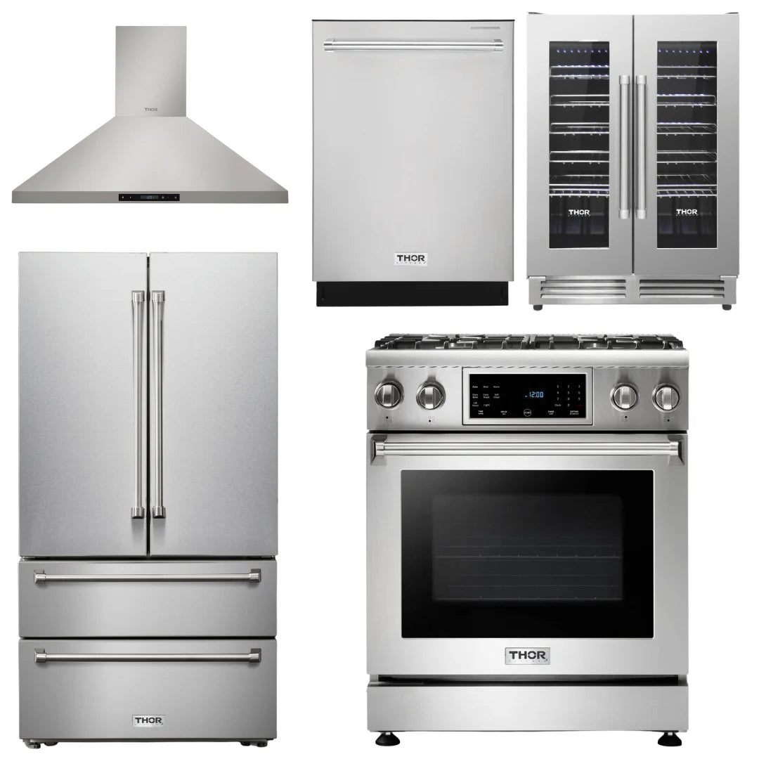 30 Gas Range, Range Hood, Refrigerator, Dishwasher, Wine Cooler Q51697