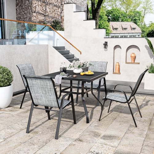 Set of 6 Stackable Textilene Metal Outdoor Chairs C62799
