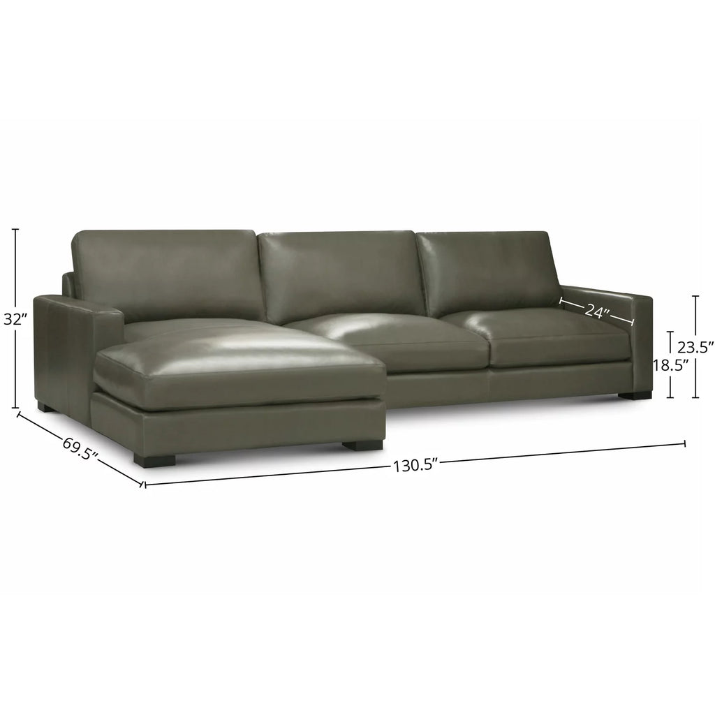 Leather Upholstered Chaise Sectional F8667