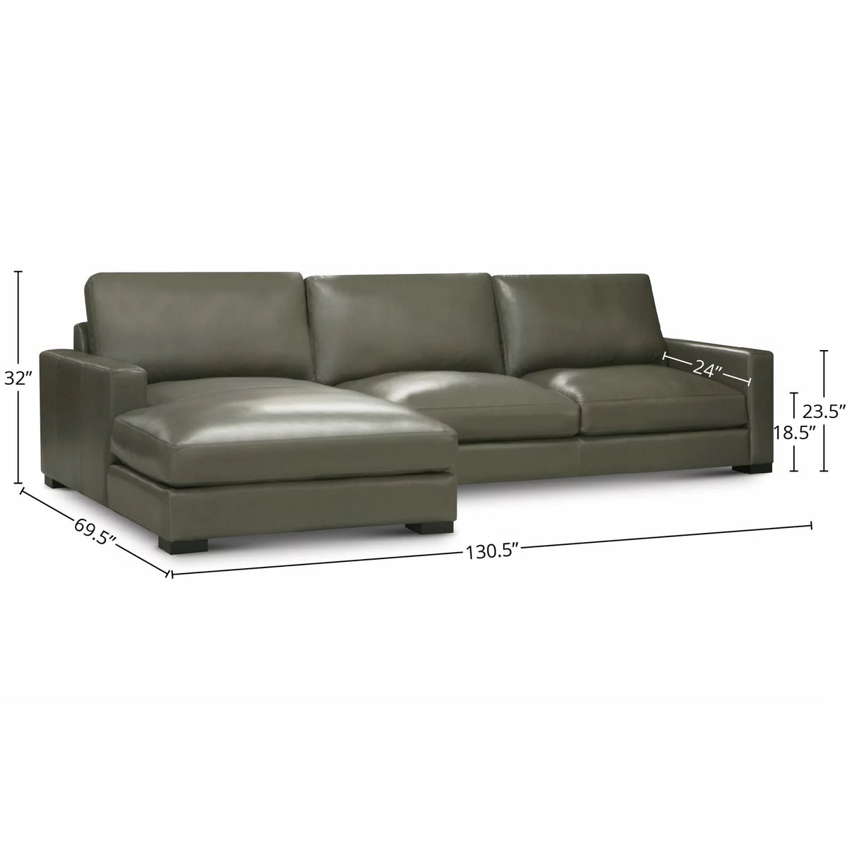 Leather Upholstered Chaise Sectional F8667