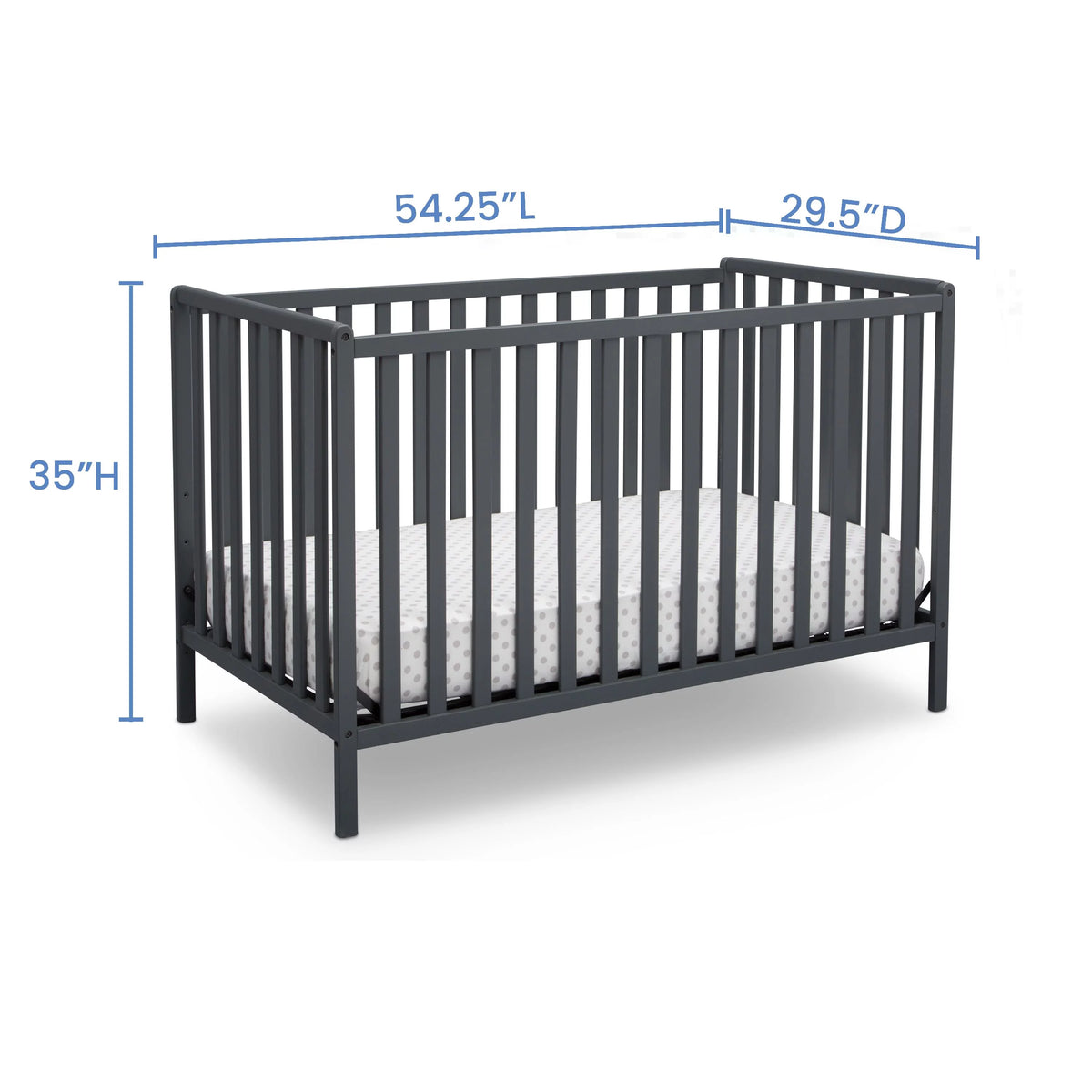 Charcoal Gray 4-in-1 Convertible Baby Crib B1926