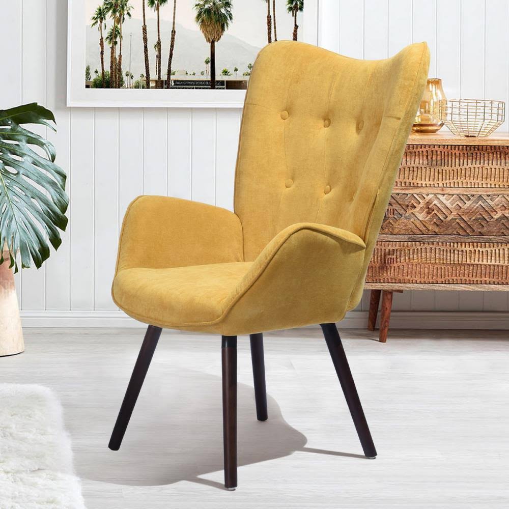 Yellow Fabric Accent Chair with Metal Legs Z66651