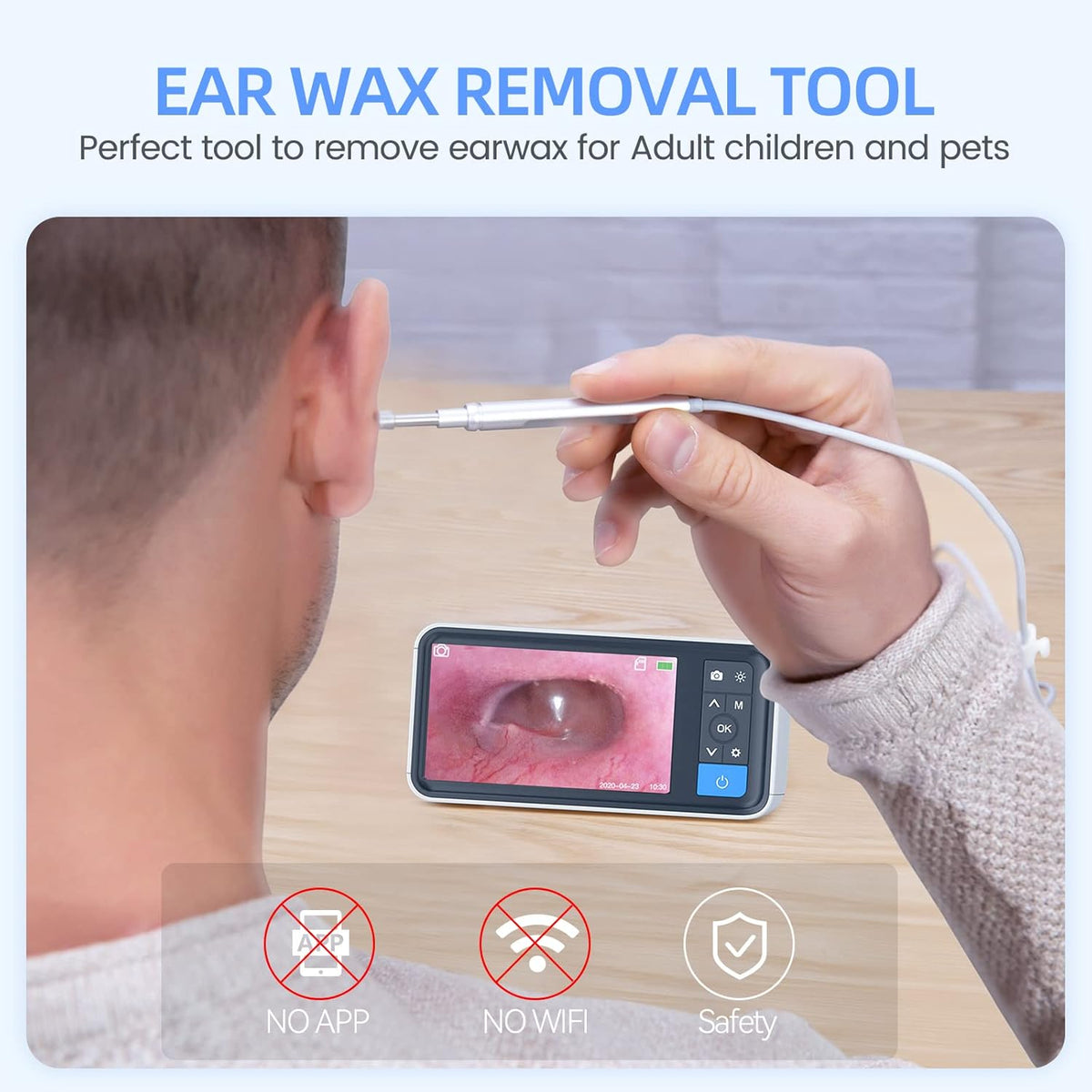 1080P HD Otoscope Ear Camera and Wax Remover with IPS Screen T21840