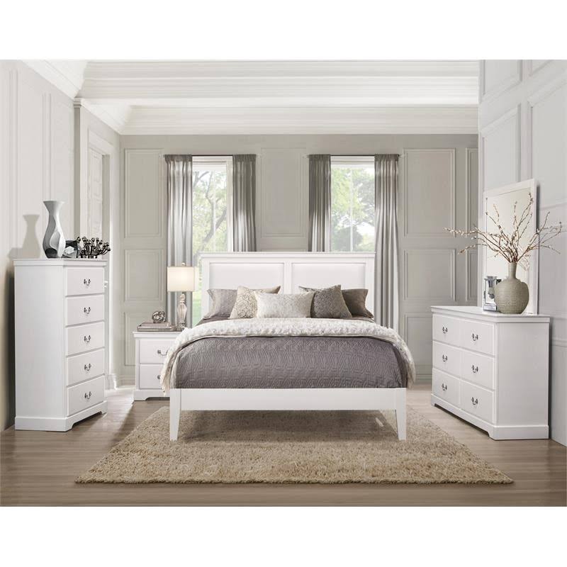 White California King Wood and Faux Leather Bed M8402