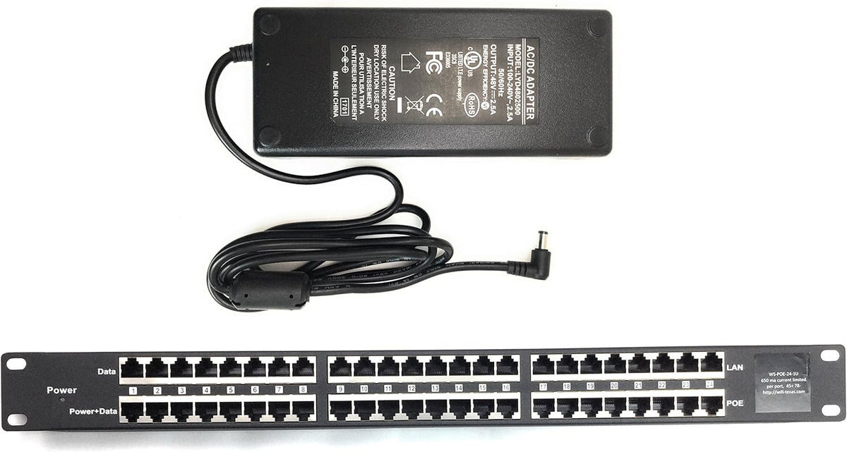 24 Port Passive PoE Injector with 48V 120W Power Supply Y8707