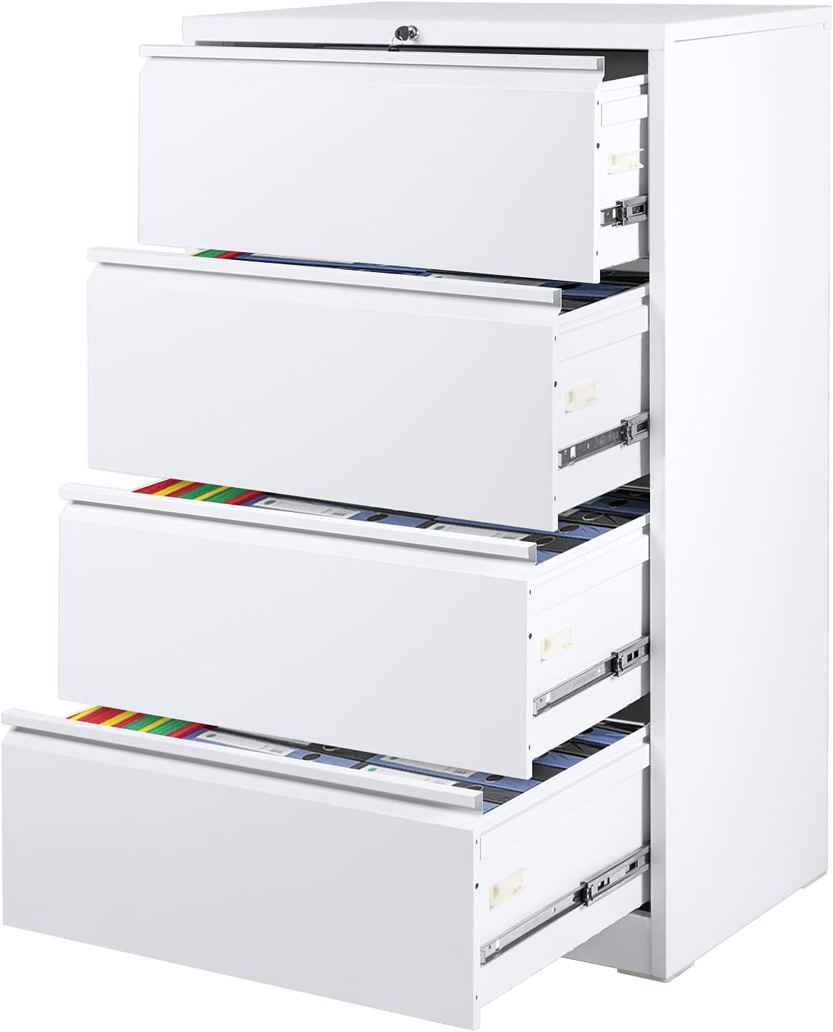 White 3 Drawer Locking Lateral File Cabinet G923