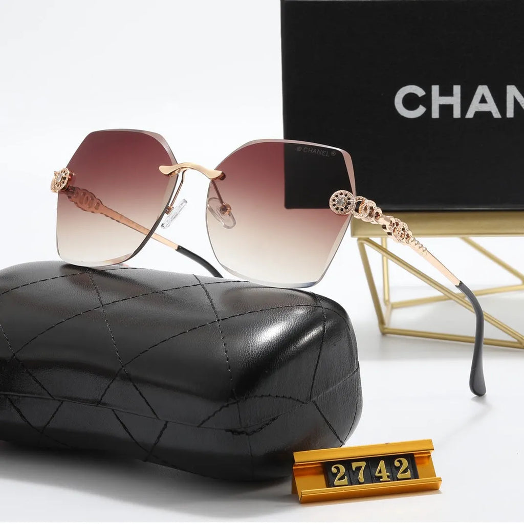 Frameless Rhinestone Flower Polarized Sunglasses U2517