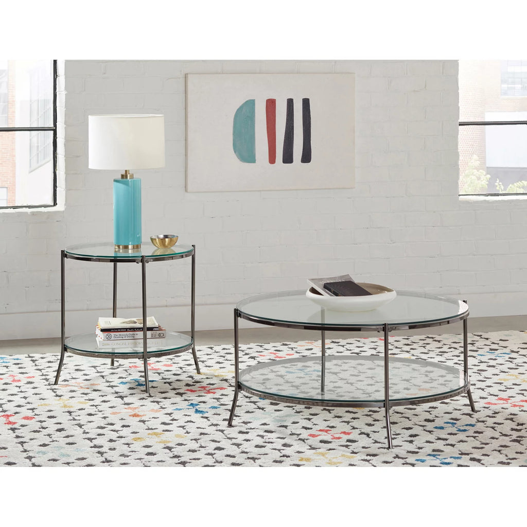 Round Glass Top End Table M79856