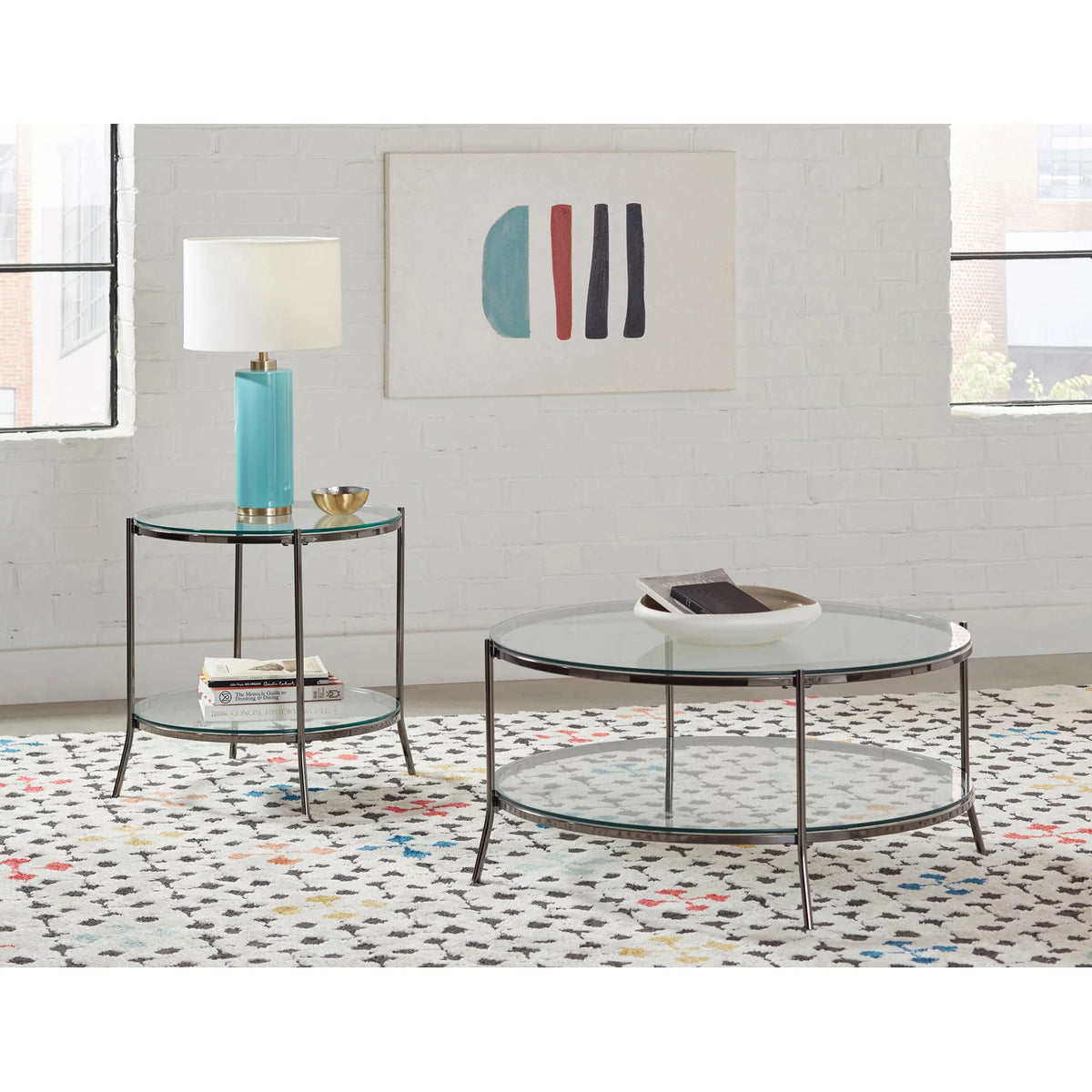 Round Glass Top End Table M79856
