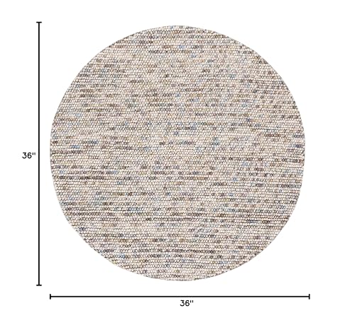 9' x 12' Beige Handmade Wool Area Rug W528126