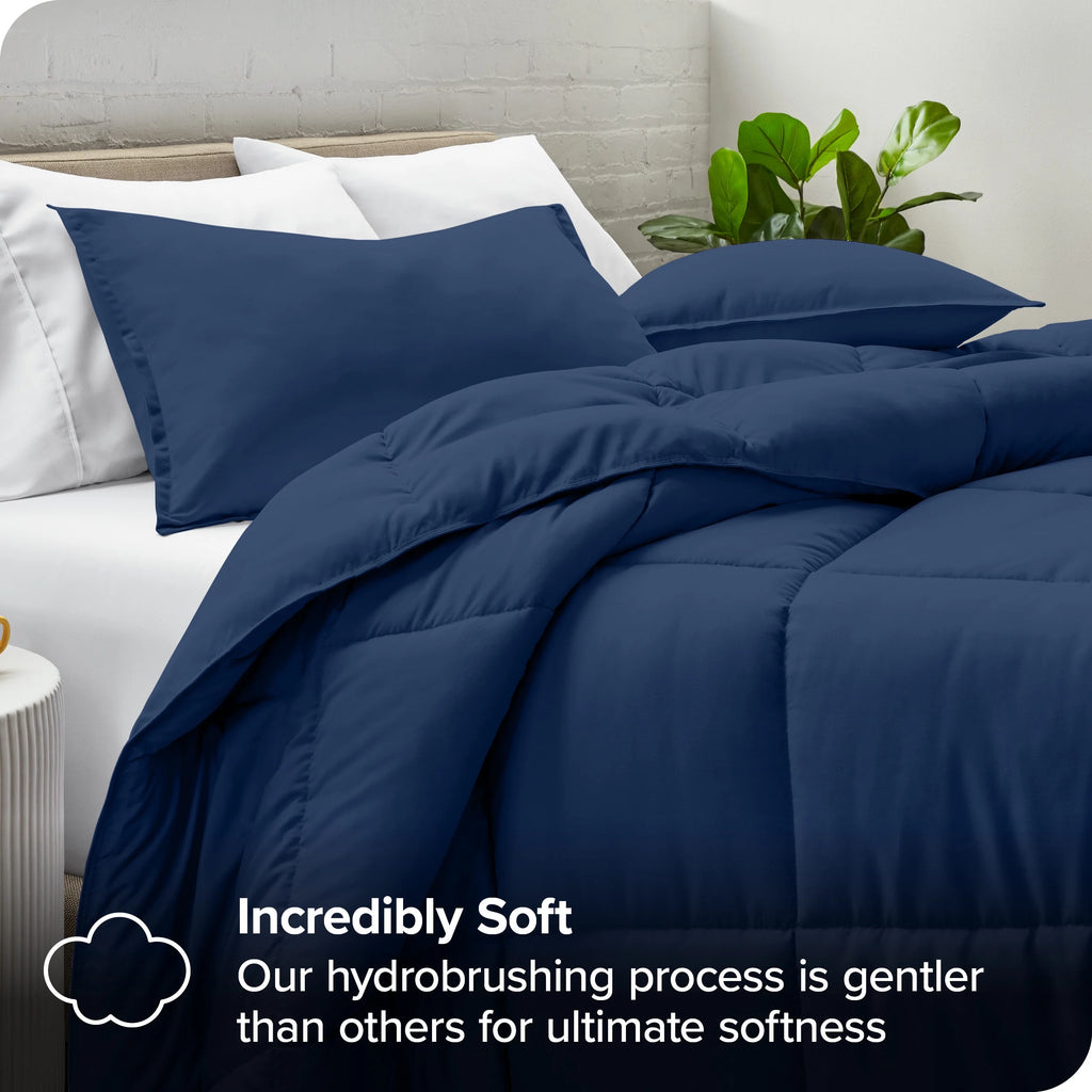 Queen Dark Blue Down Alternative Comforter Set D669