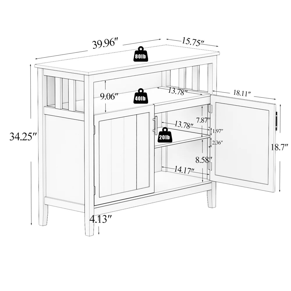 Buffet Cabinet with 2 Doors and Adjustable Shelf Z6307