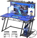 Black 47 inch Computer Desk with Power Outlet and USB Ports R563334