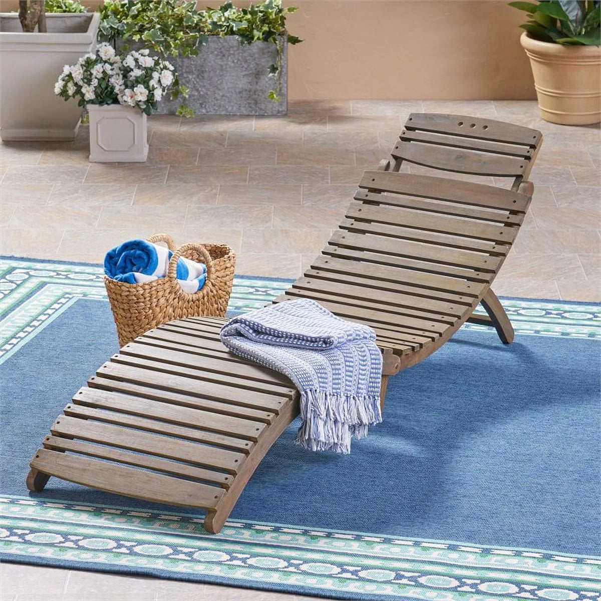 Acacia Wood Foldable Chaise Lounge Z683