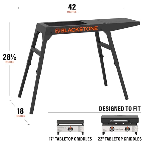 Collapsible Tabletop Griddle Stand with Adjustable Legs and Side Shelf W19008