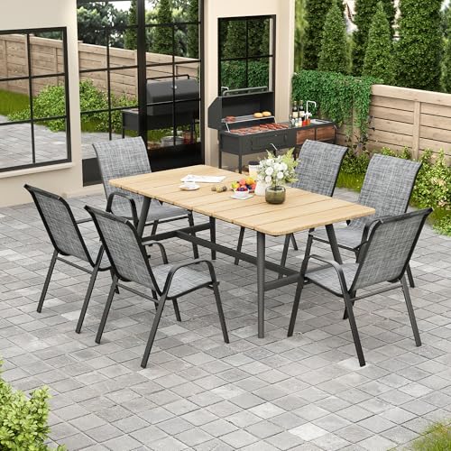 Set of 6 Stackable Textilene Metal Outdoor Chairs C62799