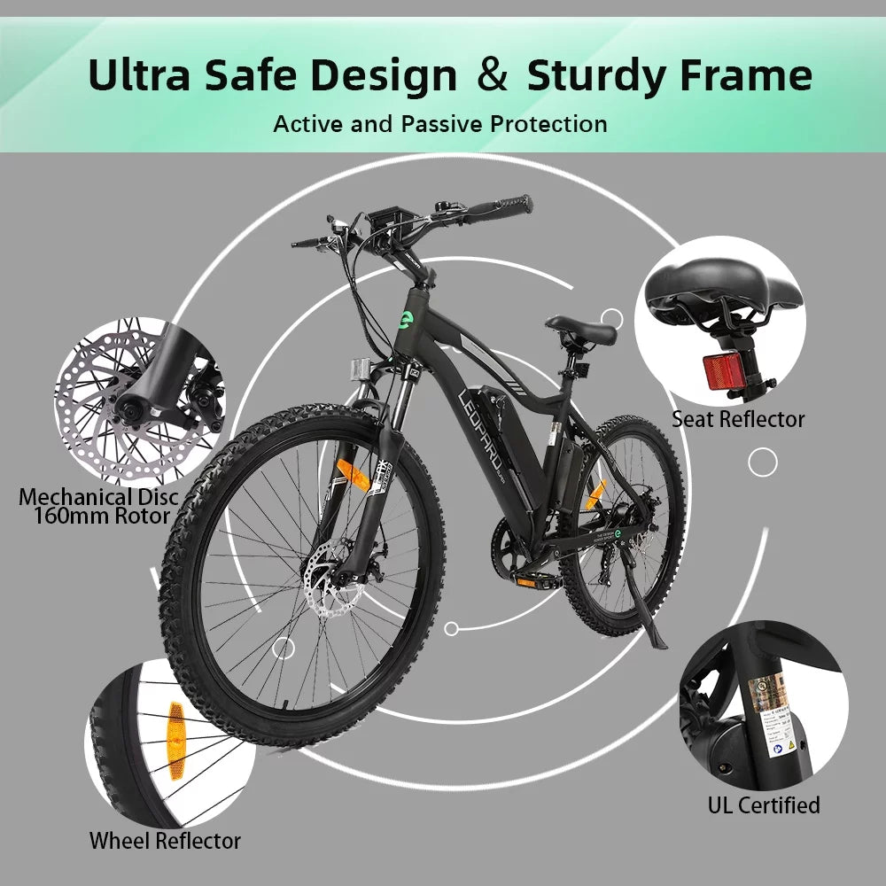 UL Certified 500W 26" Electric Bike 36V 12.5AH Removable Lithium Battery Aluminium Frame B111857