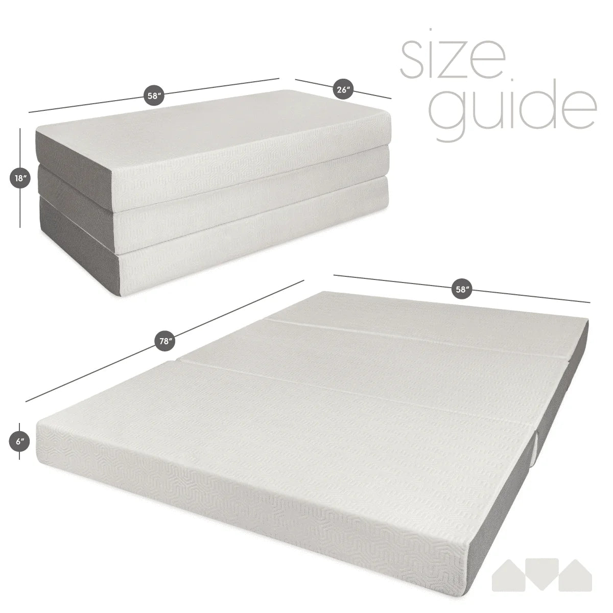 6-Inch Memory Foam Tri Folding Mattress Full Size U38043