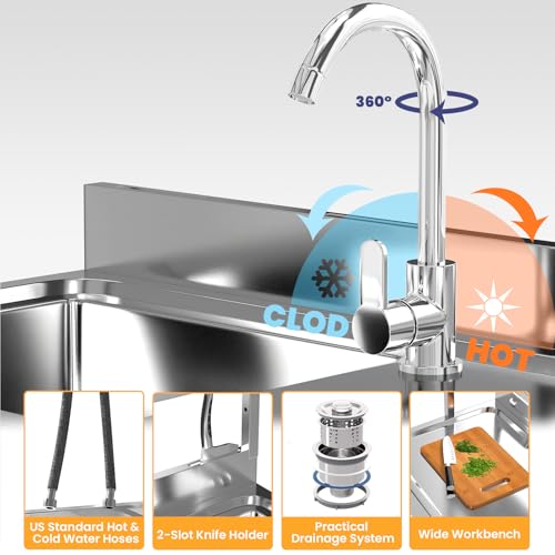 39'' Stainless Steel Single Bowl Utility Sink with Shelves P92188