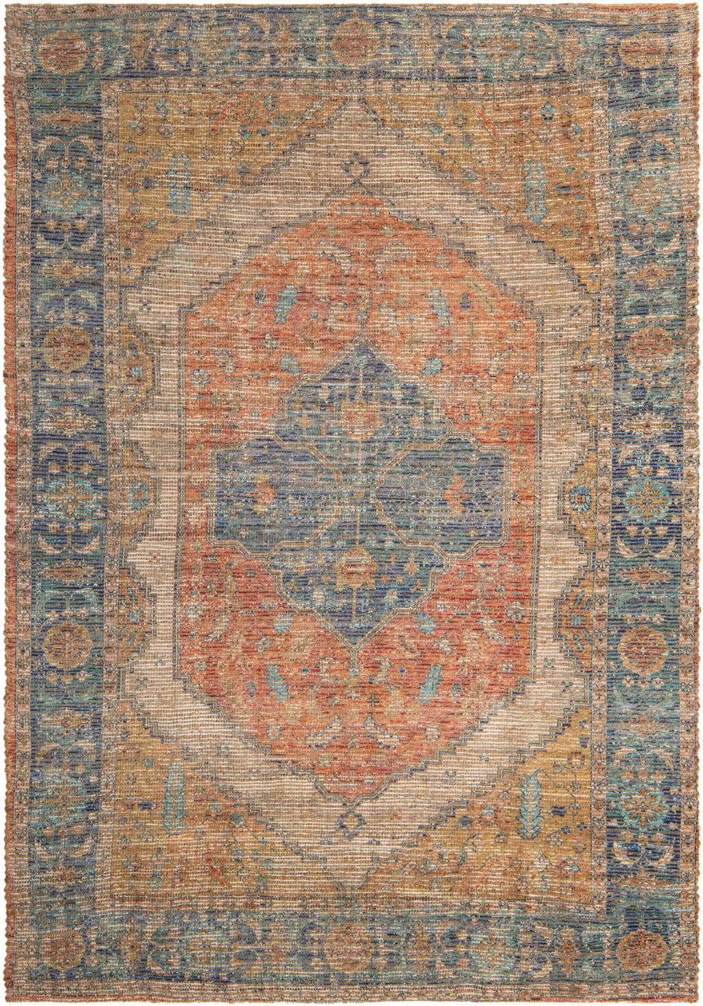 Orange Yellow Ivory 6' 1" x 9' Jute Rug V551367