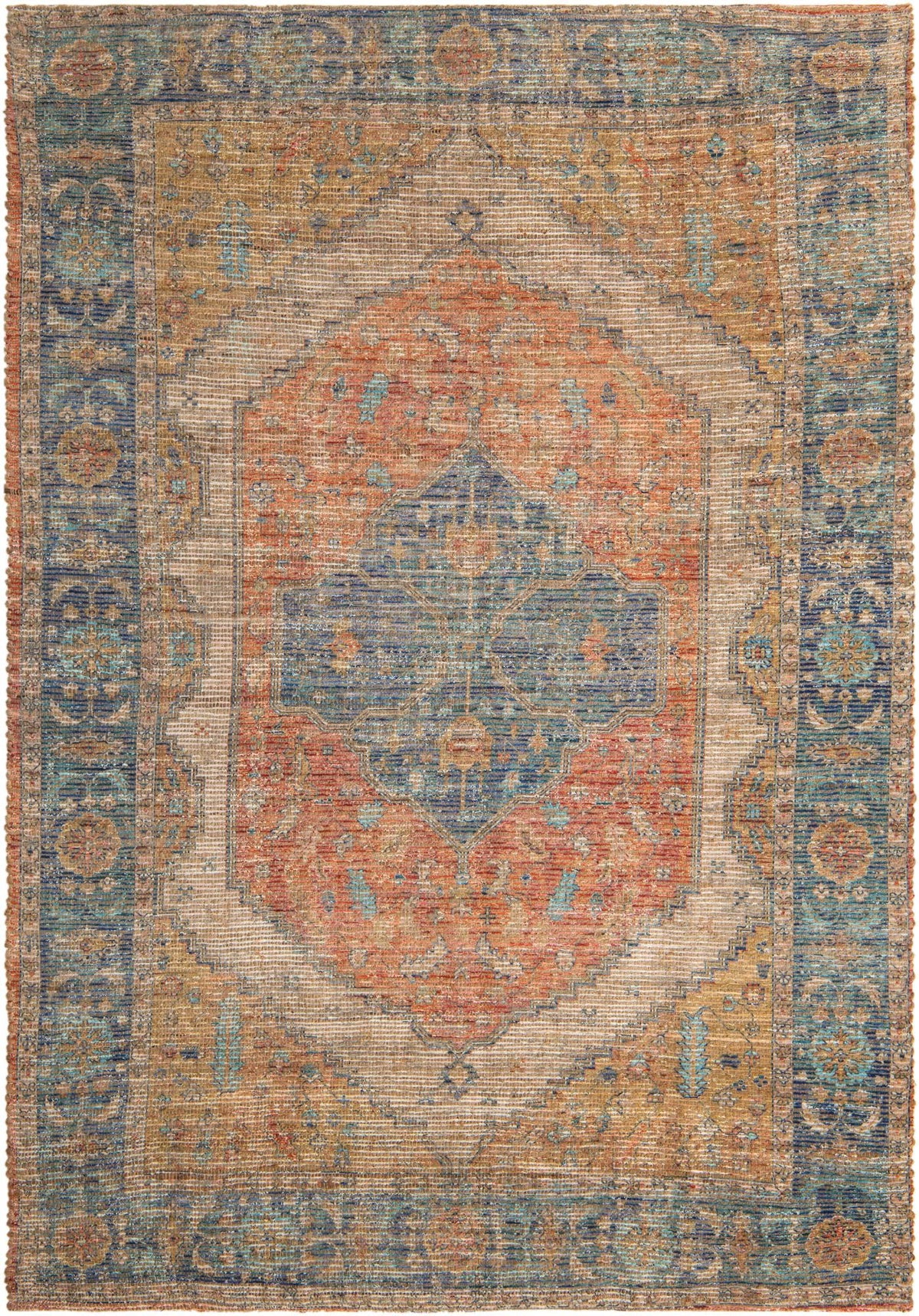 Orange Yellow Ivory 6' 1" x 9' Jute Rug V551367