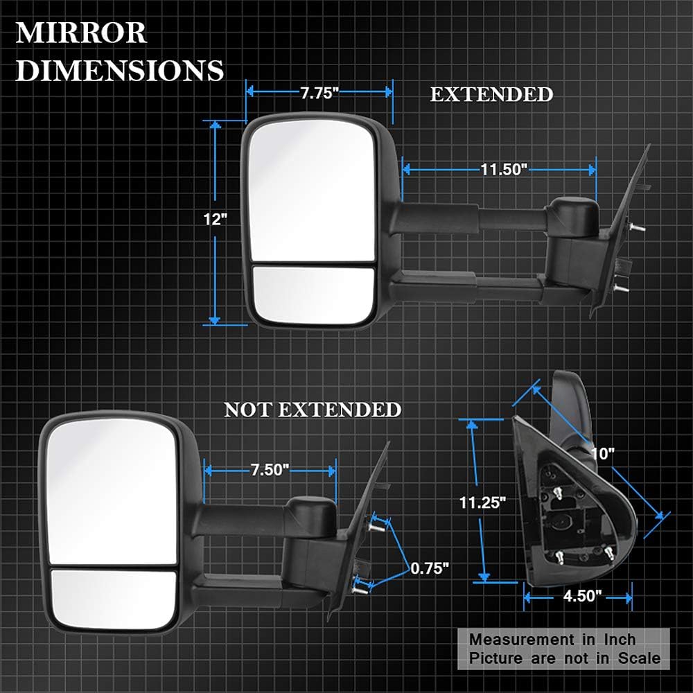 Telescoping Towing Power Heat Mirror Passenger Driver Side R551907