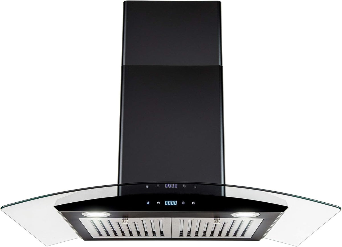 30 in Black Painted Stainless Steel Convertible Wall Mount Range Hood E74269