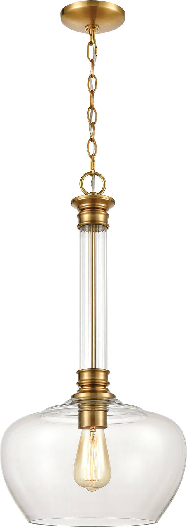 1-Light Pendant in Burnished Brass with Clear N8342