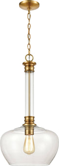 1-Light Pendant in Burnished Brass with Clear N8342