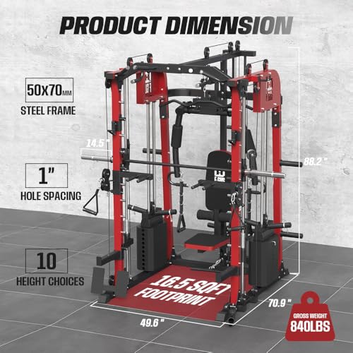 Commercial Smith Machine with Squat Rack and Cable Crossover T69652