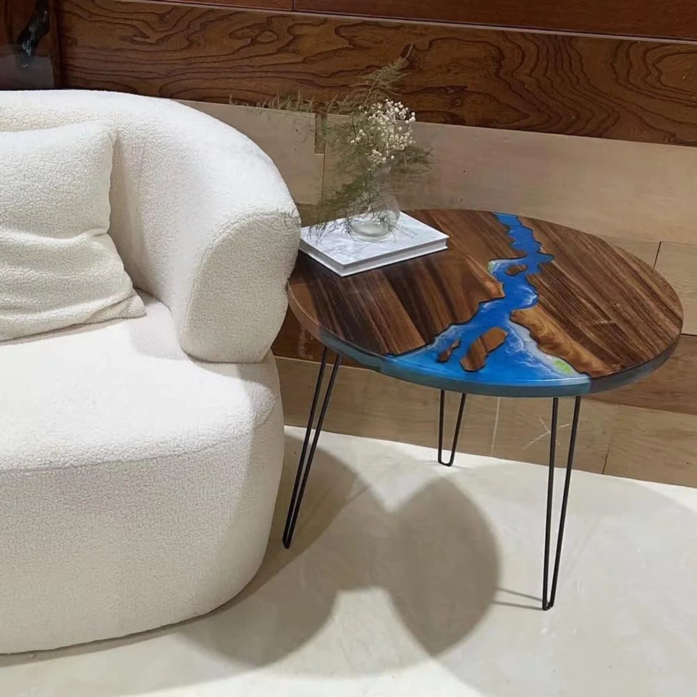 Round Teak Wood Resin Coffee Table E56318