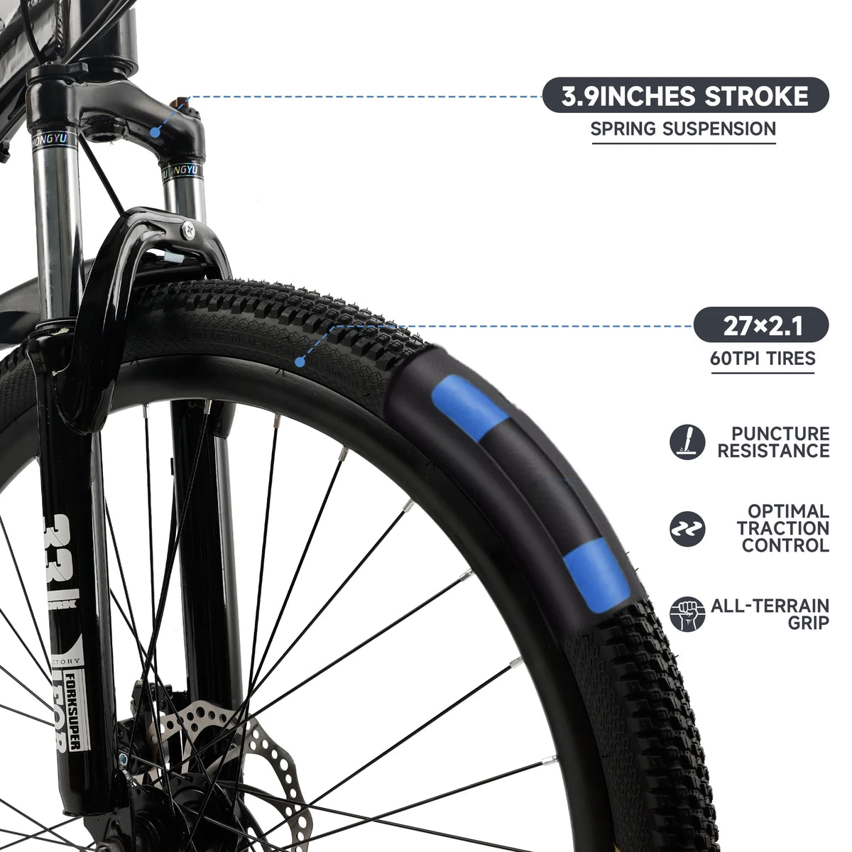 Full Suspension 21 Speed 27.5 inch Dual Disc Brake Mountain Bike Y256004