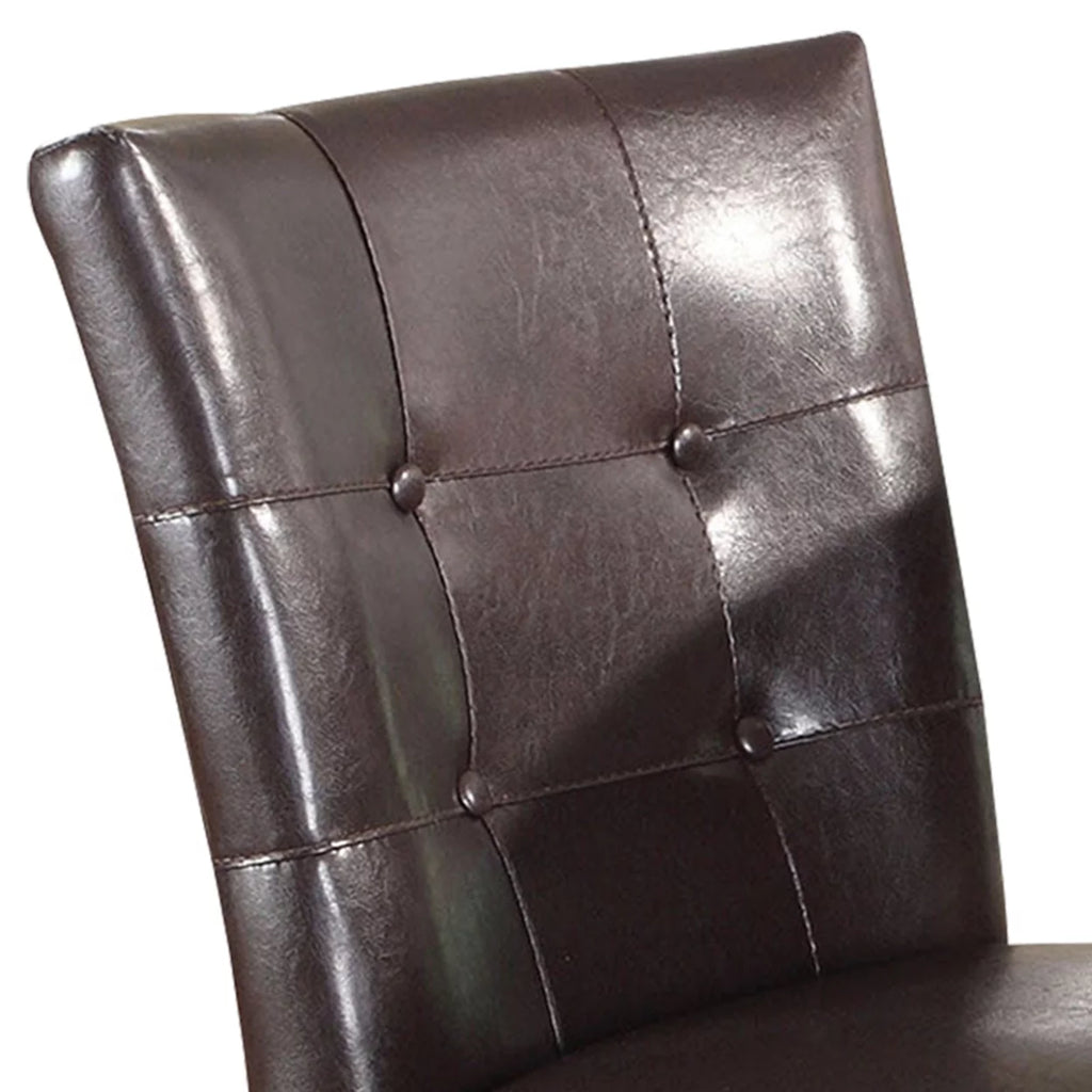 Brown Leather Upholstered Wooden Counter Height Chair Set Of 2 P88789