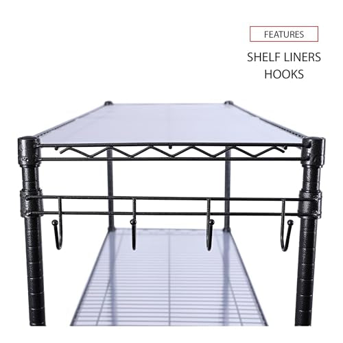 5-Shelf Wire Shelving Kit with Casters and Shelf Liners, Black Anthracite F30140