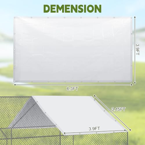 Waterproof 11.5 x 6.6 ft Chicken Coop Cover with 50 Pcs Ball Bungees Cords T7926