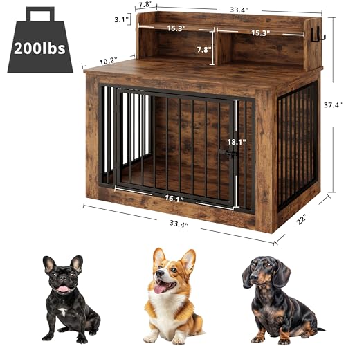 Extra Large Wooden Dog Crate with Storage D684