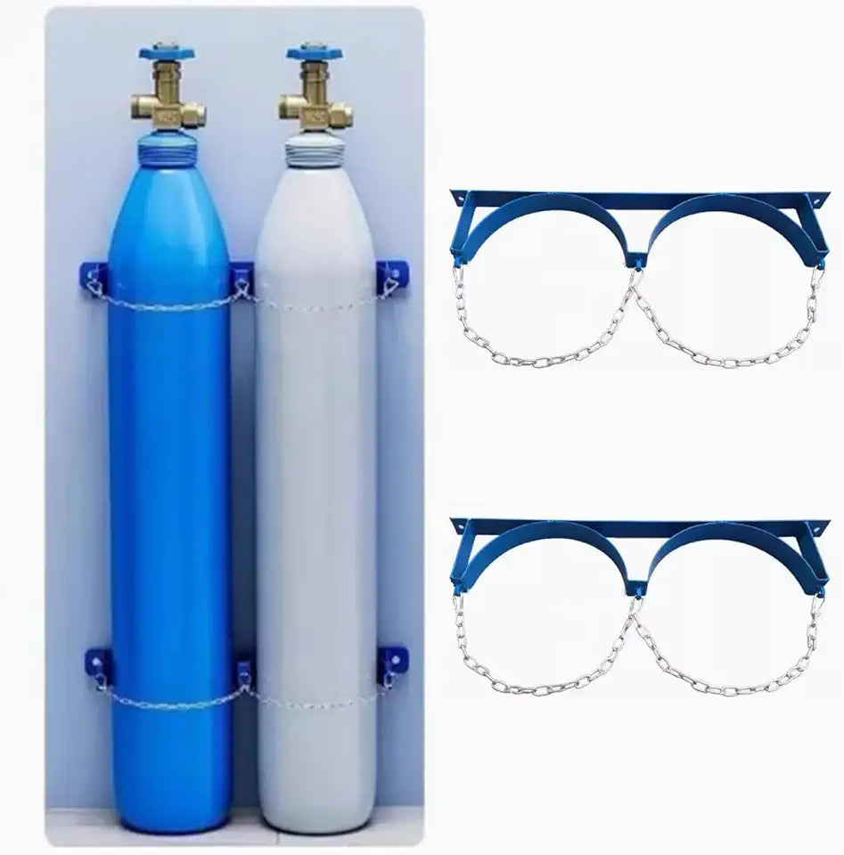 Oxygen Tank Holder 2 Pcs Wall Mount Storage Rack with Adjustable Chains X872