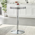 Round Bar Table 43.5" Tall White and Chrome Z88698